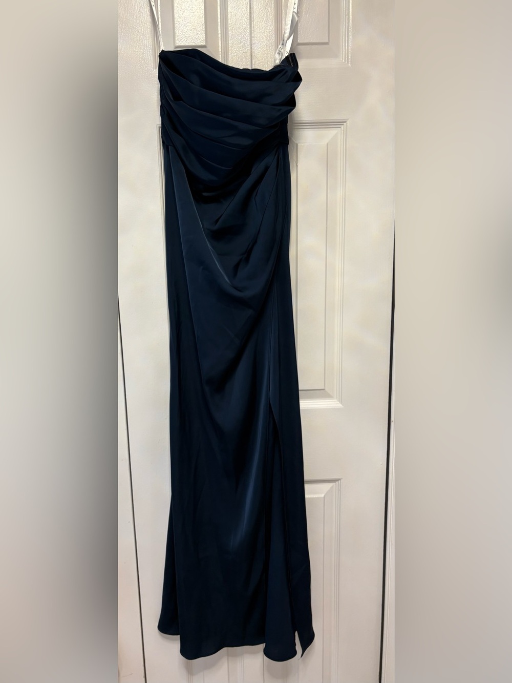 Azazie Draped Navy Dress with Elegant Silhouette
